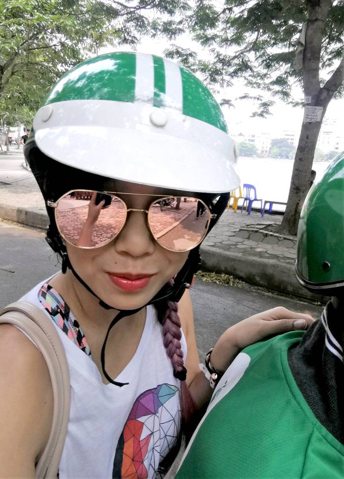 Riding a GrabBike in Hanoi
