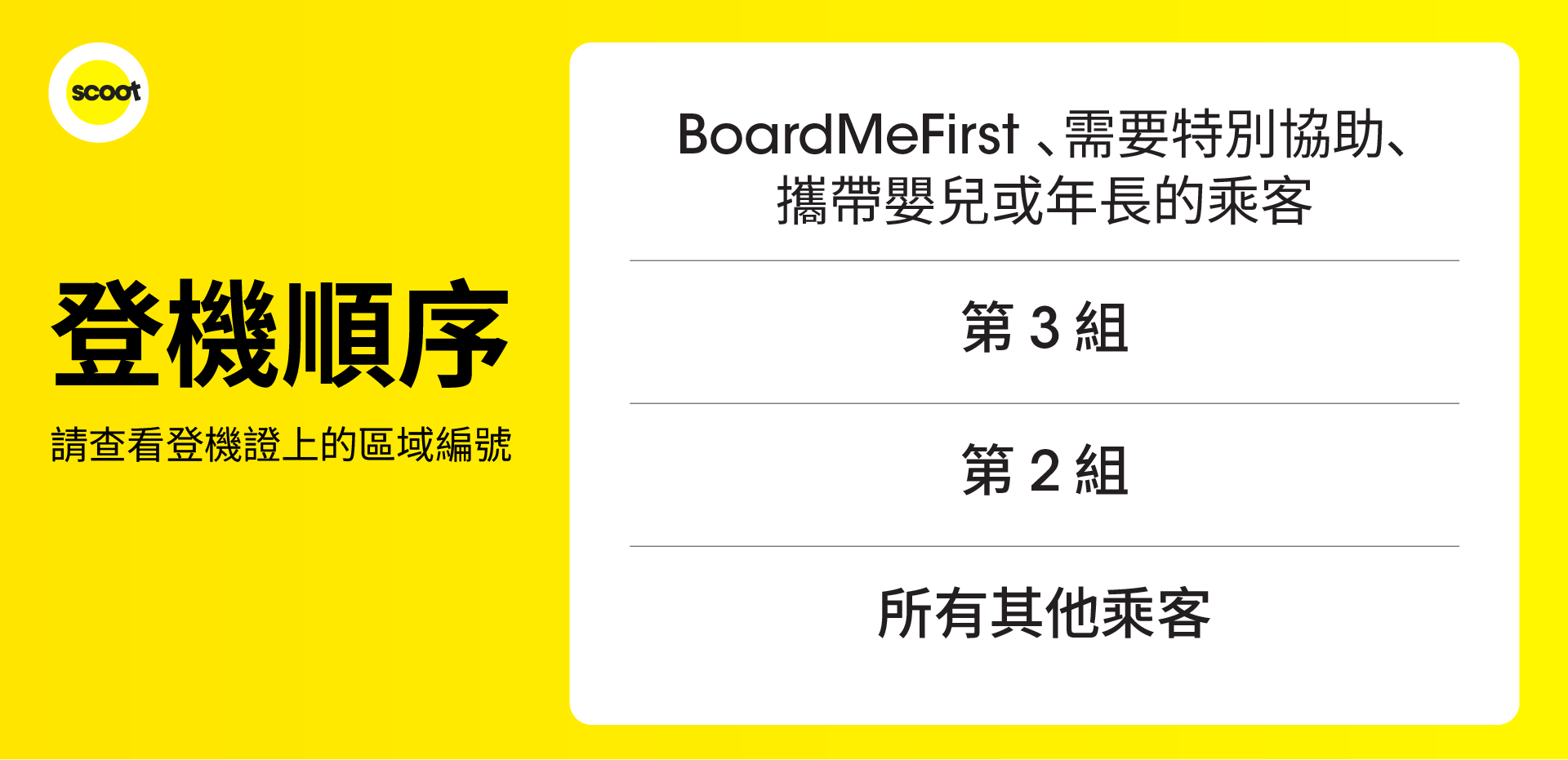 Check in (First on board)