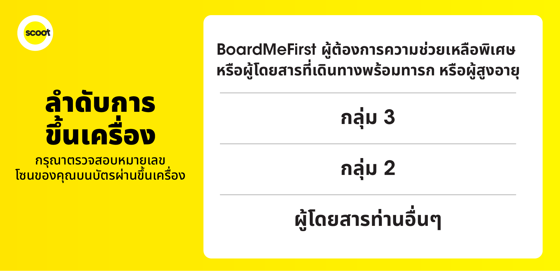 Check in (First on board)