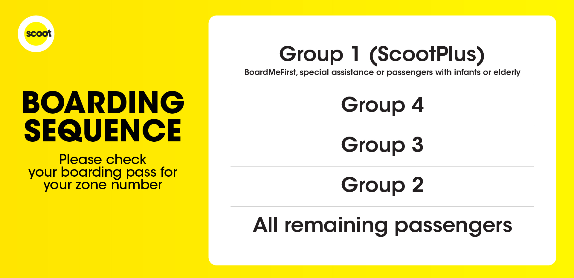 Check in (First on board)