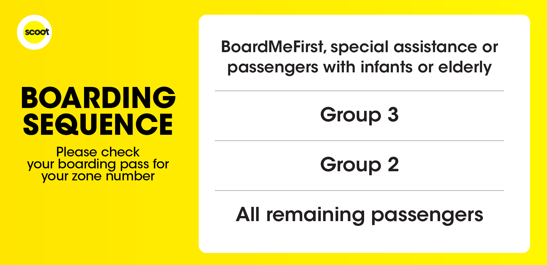 Check in (First on board)