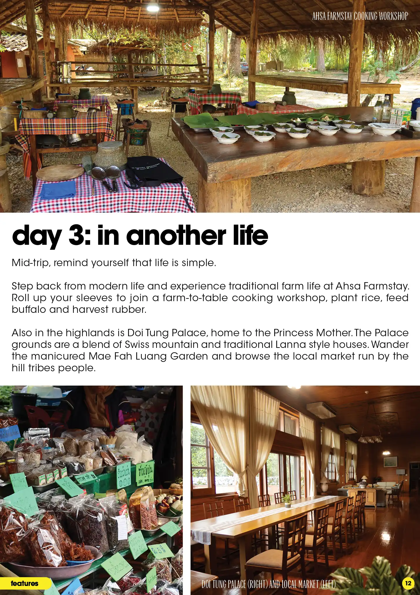 Traditional resort in fields run by Ahsa Farmstay, featuring Doi Tung Palace and Mae Fah Luang Garden