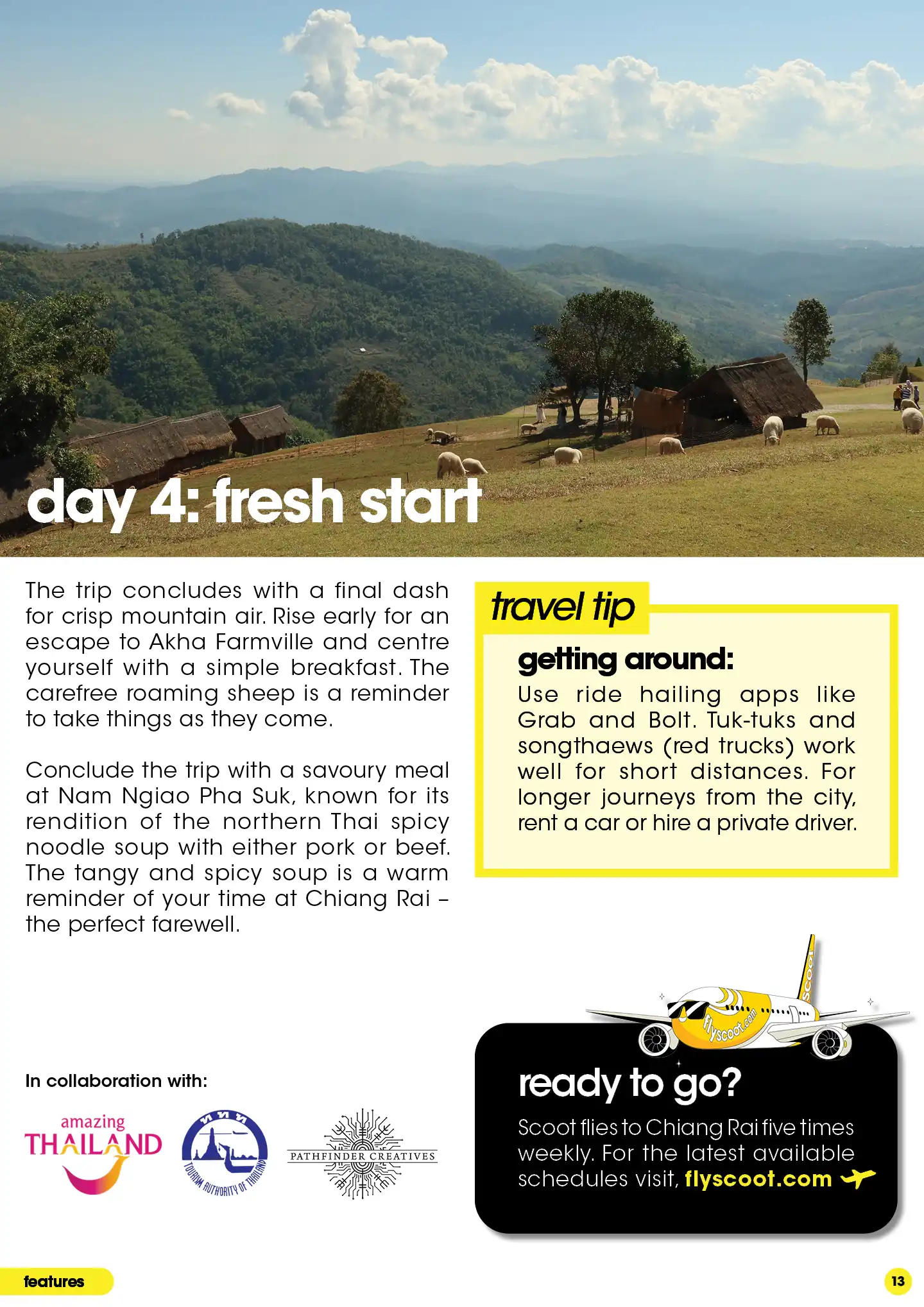 landscape view of green hills and open sky featuring Akha Farmville for crisp mountain air and breakfast