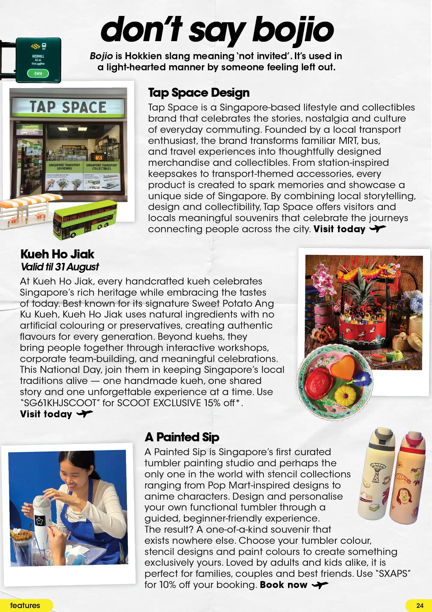 Tap Space Design, Kueh Ho Jiak and Painted Sip activities for you and your loved ones