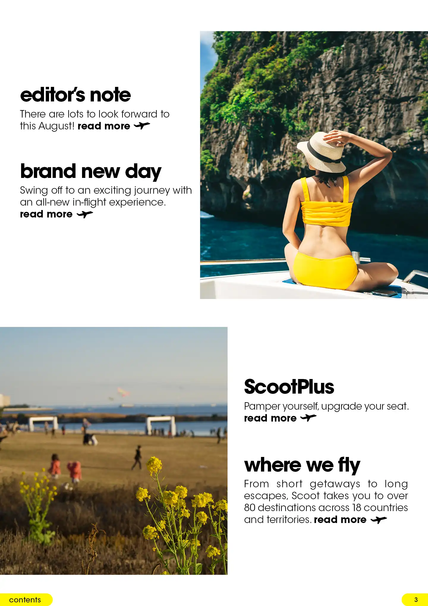 Scoot eMagazine August 2026 Overview - Editor's note, brand new day, ScootPlus and where we fly