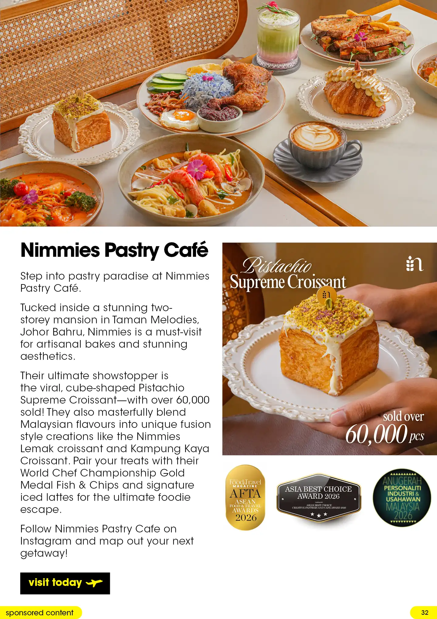 Feast on the viral cube-shaped Pistachio Supreme Croissant at Nimmies Pastry Cafe