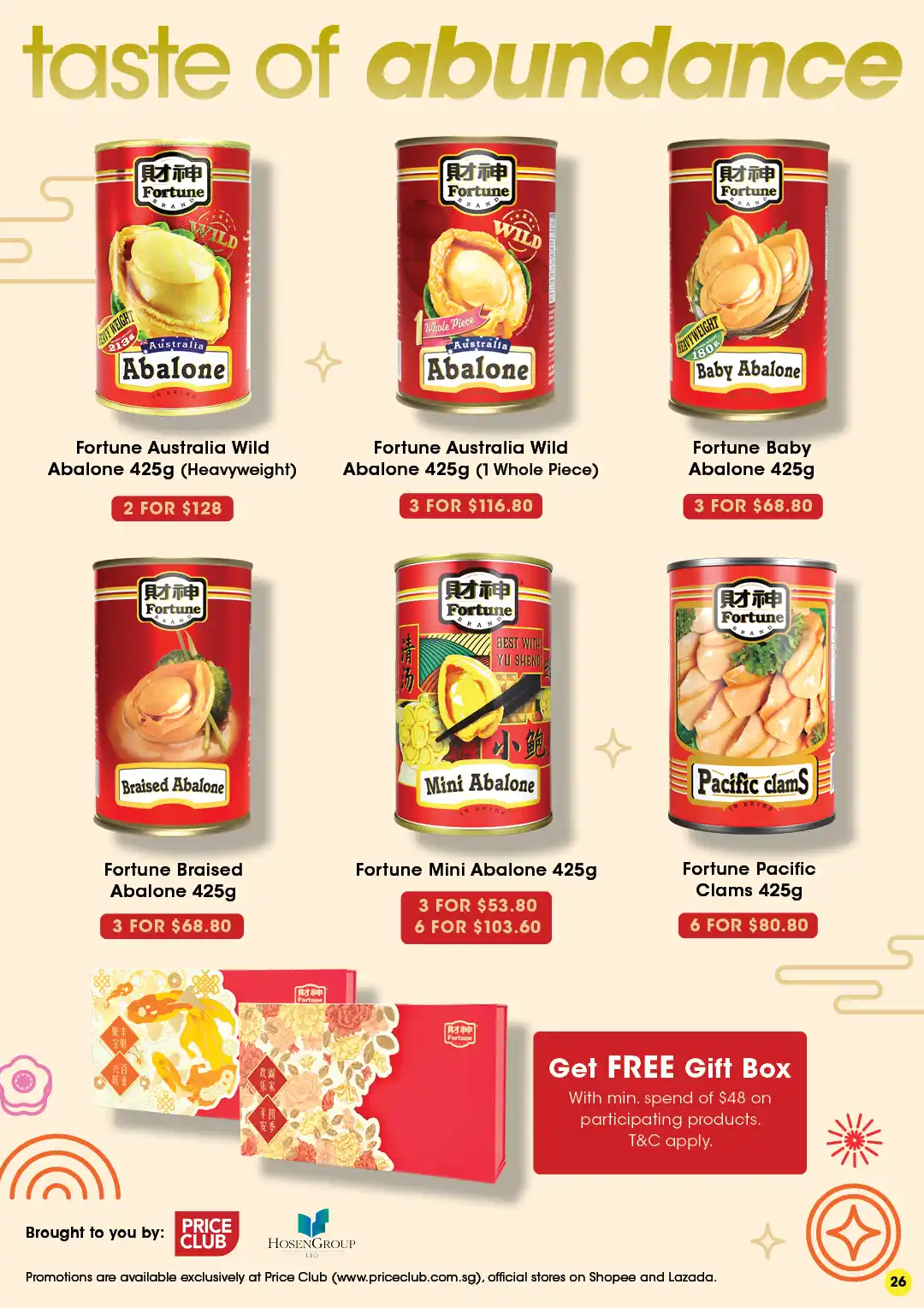 6 abalone & clam recommendations from the Fortune brand. Get a free gift box with min spend of $48.