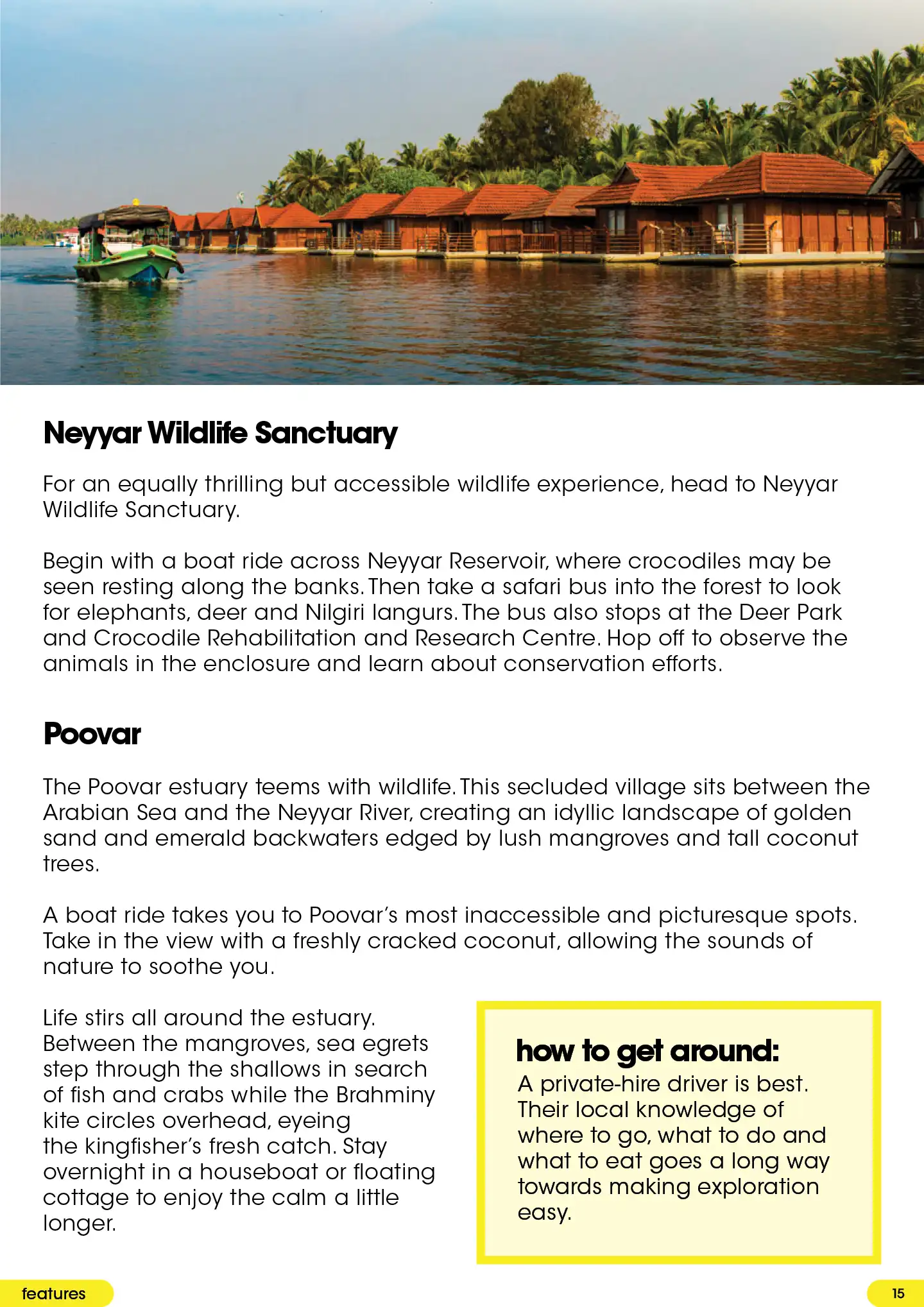 Neyyar Wildlife Sanctuary and Poovar: boat rides, crocodiles, elephants, backwaters and tropical wildlife