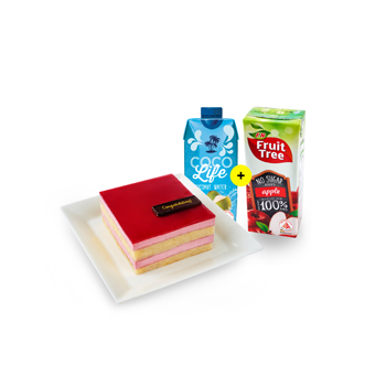 荔枝覆盆子慕斯蛋糕配无酒精饮品 荔枝覆盆子慕斯蛋糕配无酒精饮品